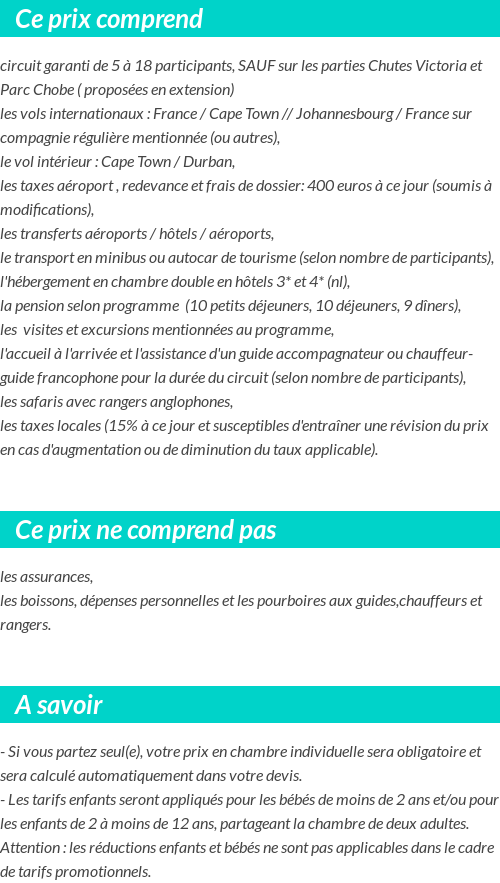 Conditions tarifaires