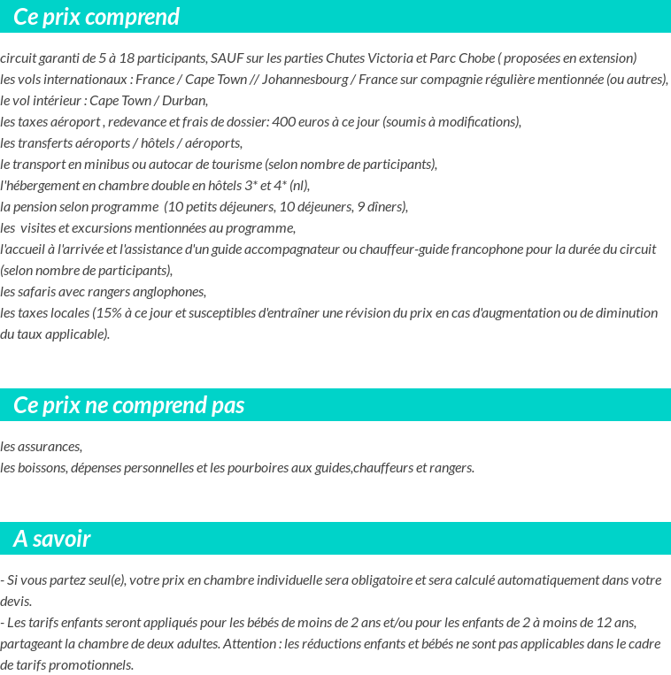 Conditions tarifaires