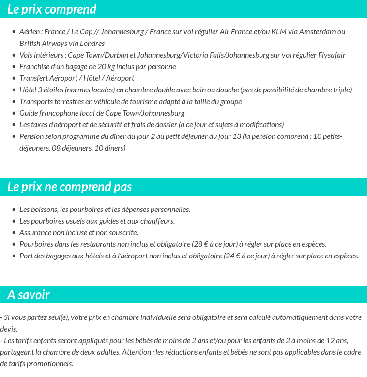 Conditions tarifaires