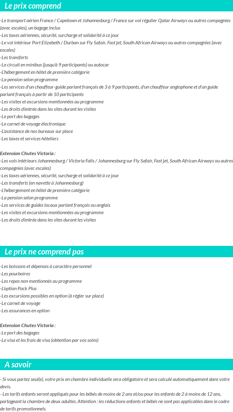 Conditions tarifaires