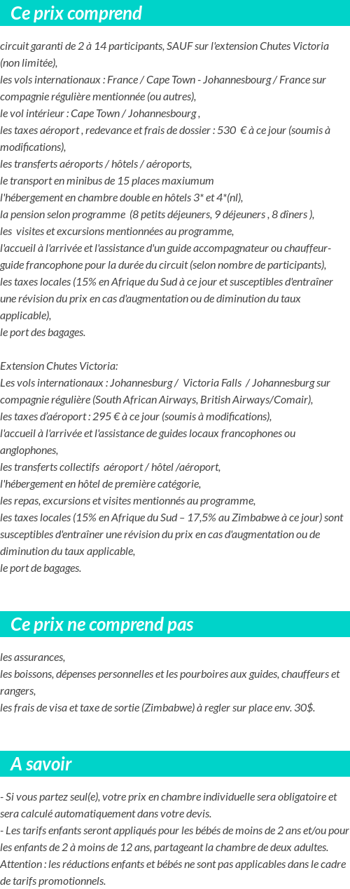 Conditions tarifaires