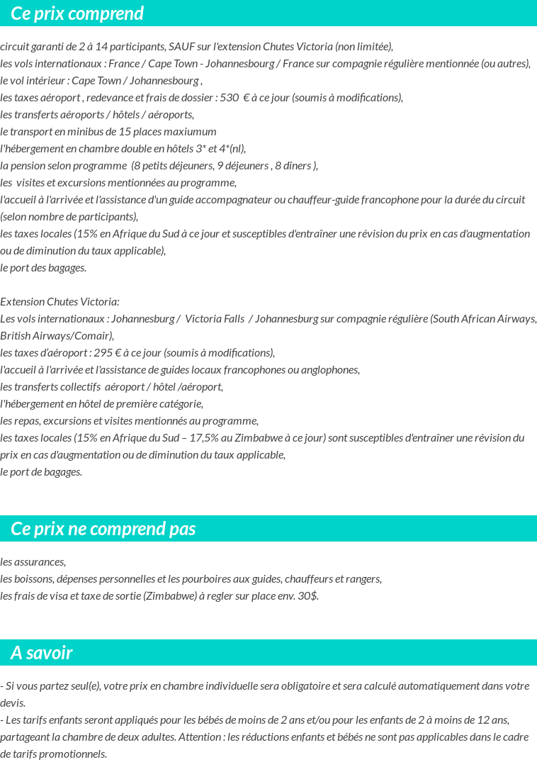 Conditions tarifaires
