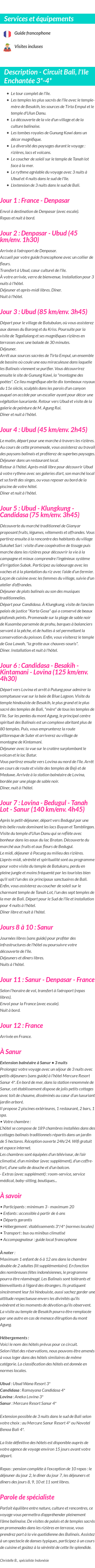 Détails du séjour