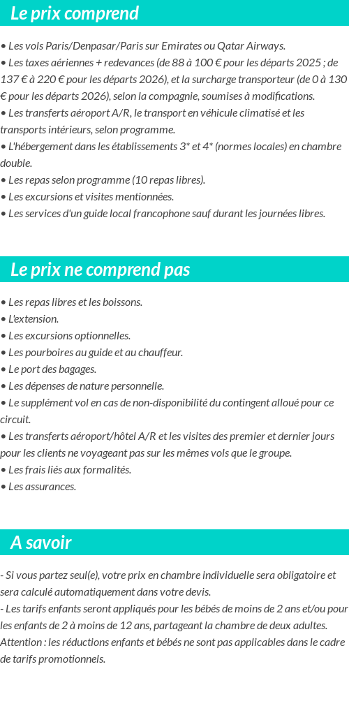 Conditions tarifaires