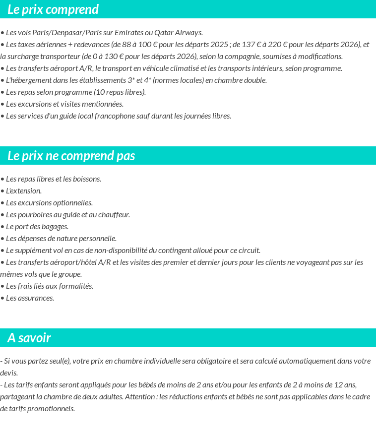 Conditions tarifaires