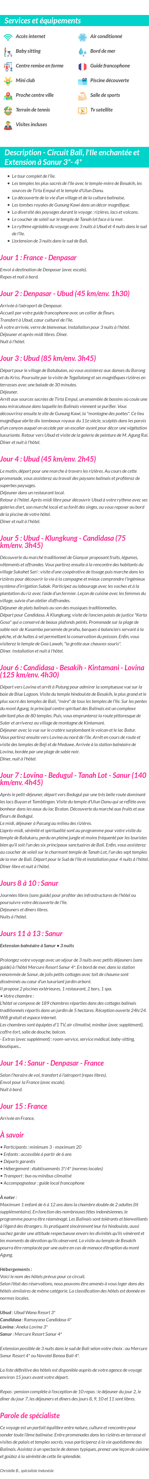 Détails du séjour