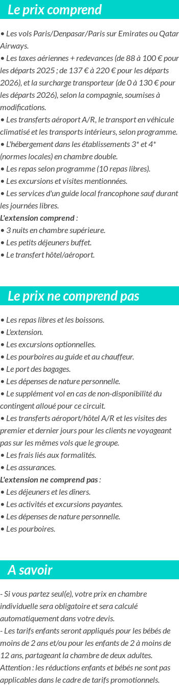 Conditions tarifaires