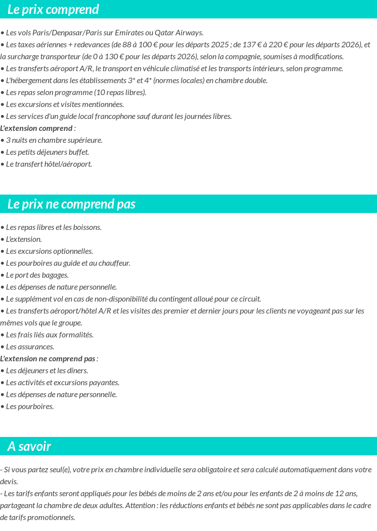 Conditions tarifaires
