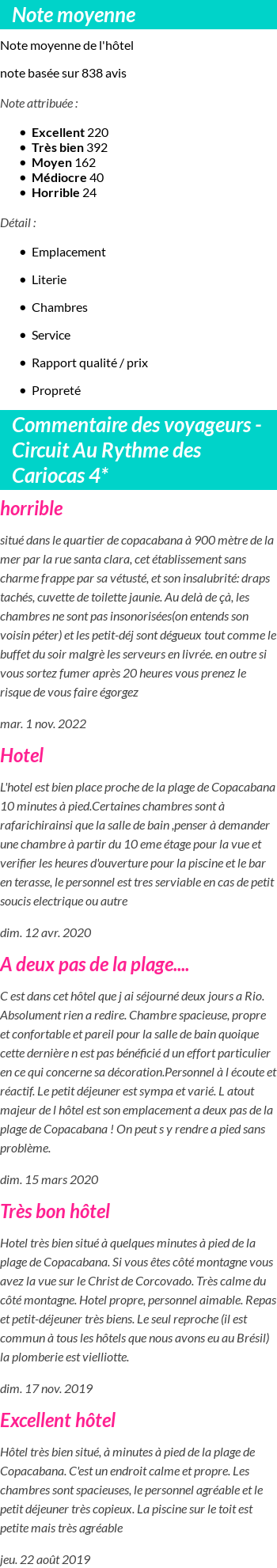 Avis clients