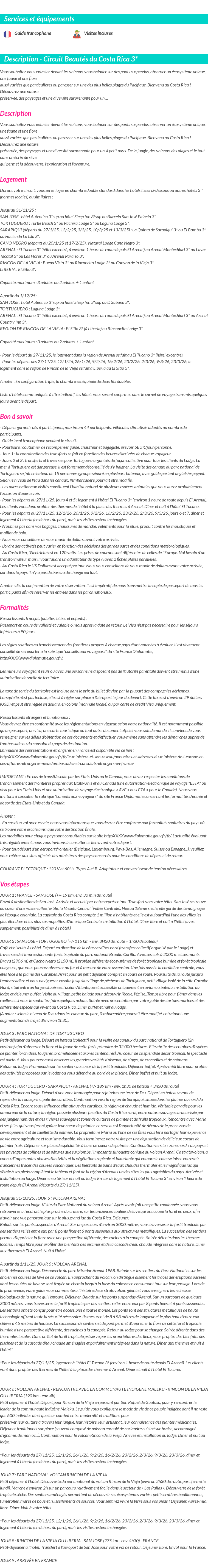 Détails du séjour
