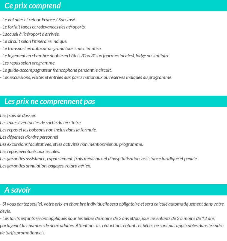 Conditions tarifaires