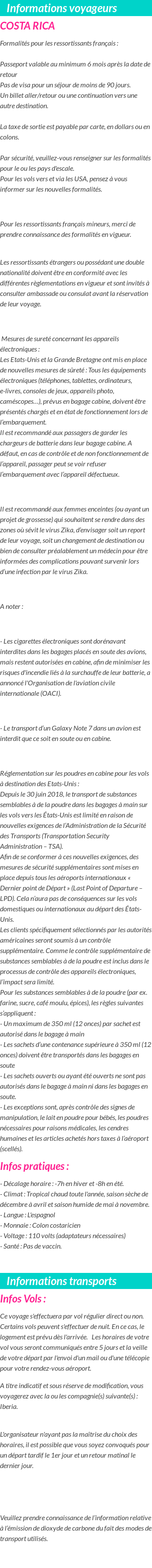 Formalités et infos voyageurs