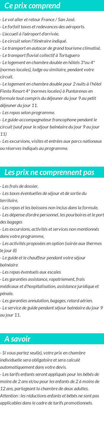 Conditions tarifaires