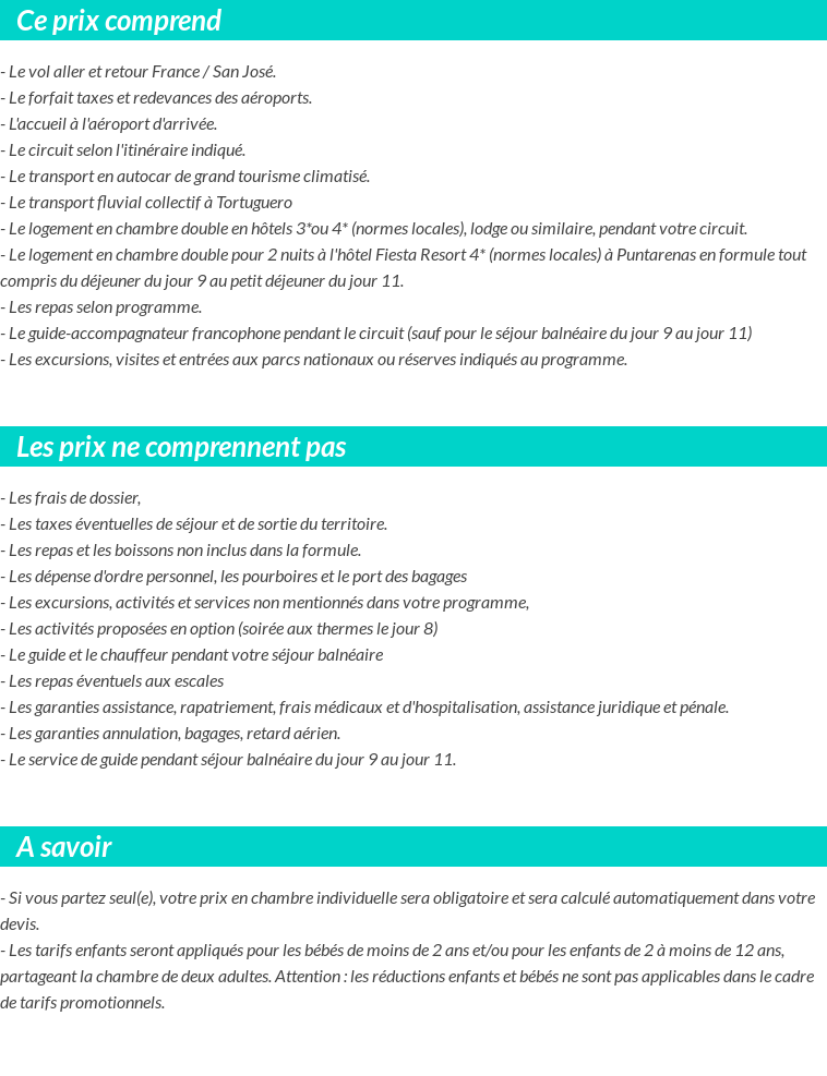Conditions tarifaires