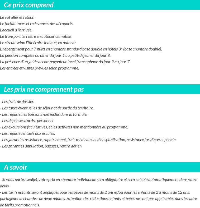 Conditions tarifaires