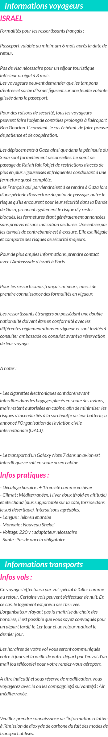 Formalités et infos voyageurs