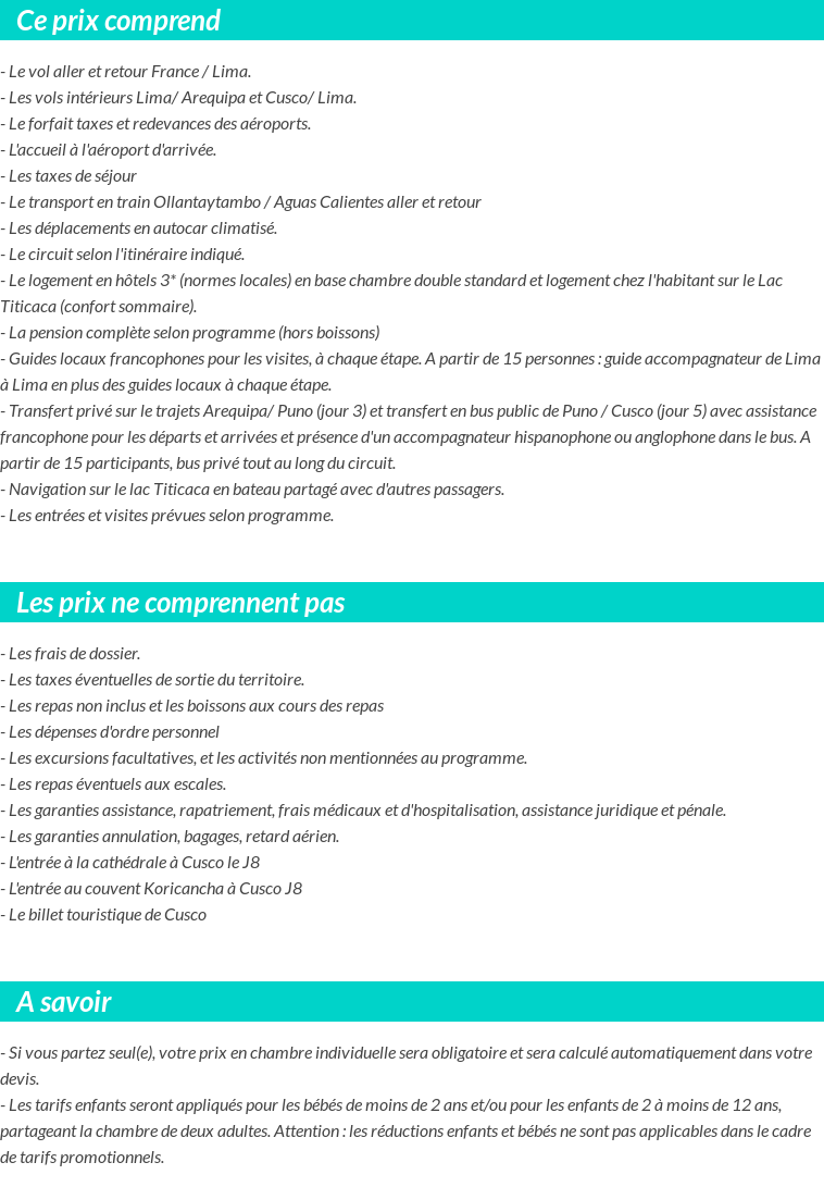 Conditions tarifaires