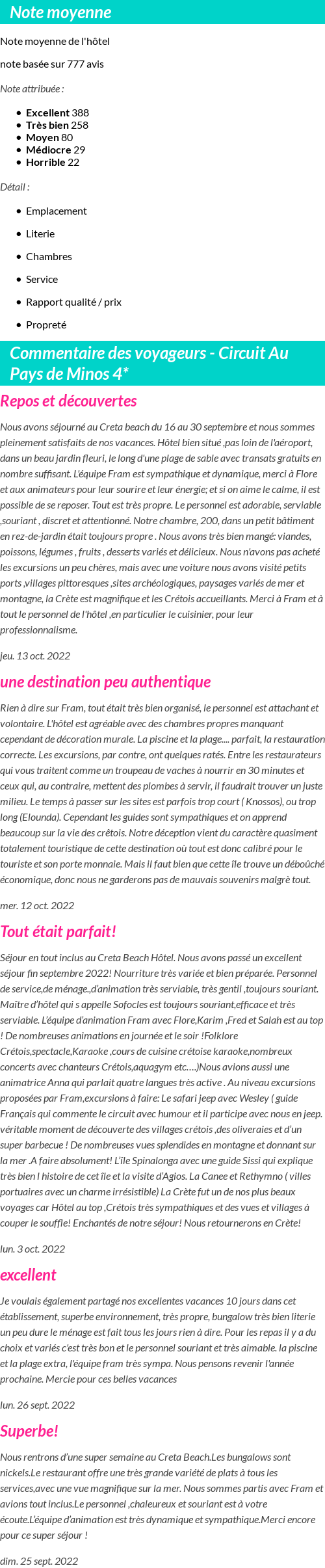 Avis clients