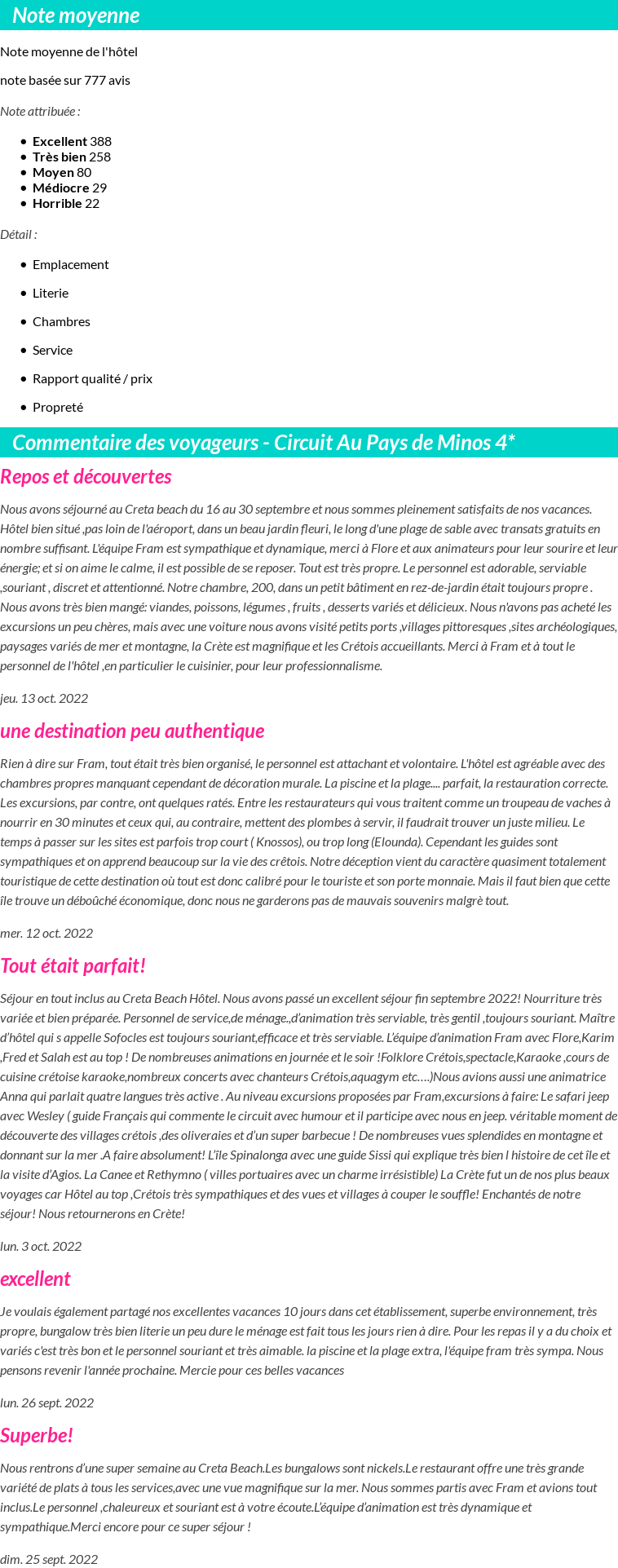Avis clients