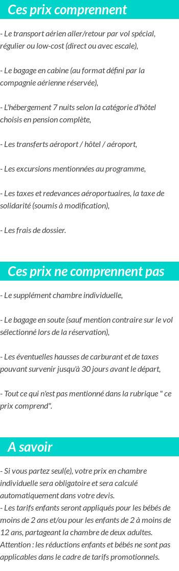 Conditions tarifaires