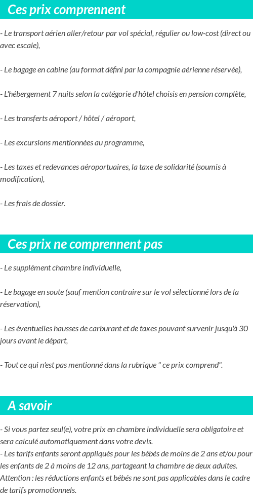 Conditions tarifaires