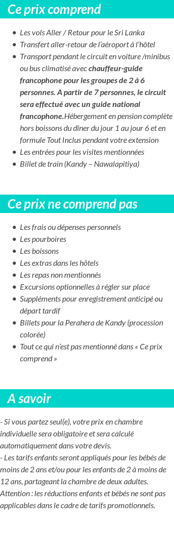 Conditions tarifaires