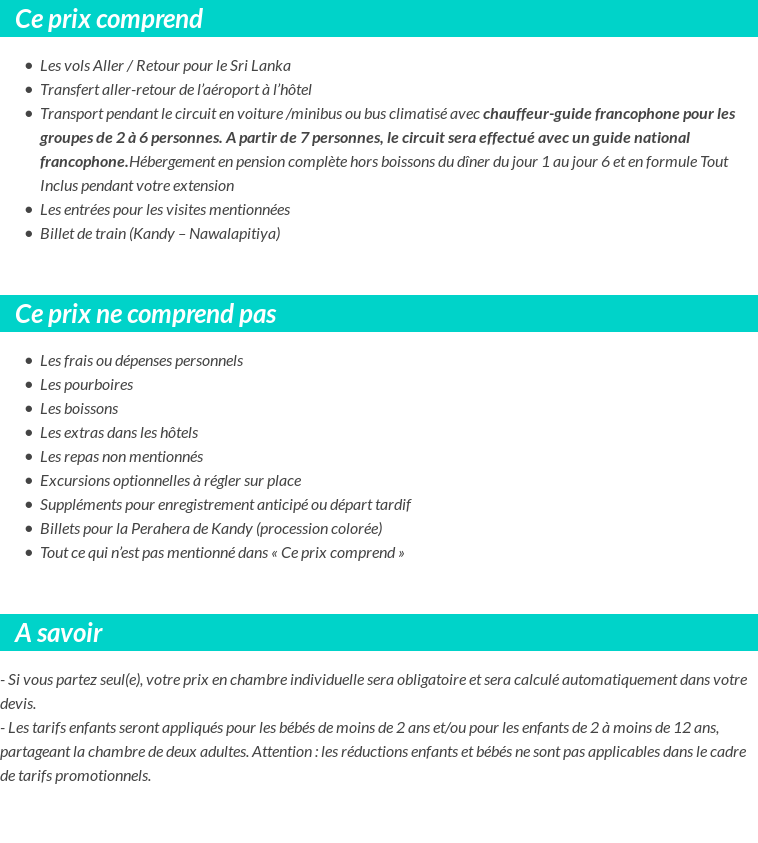 Conditions tarifaires