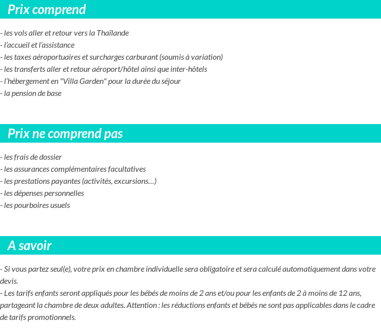 Conditions tarifaires