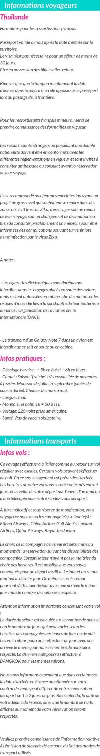 Formalités et infos voyageurs