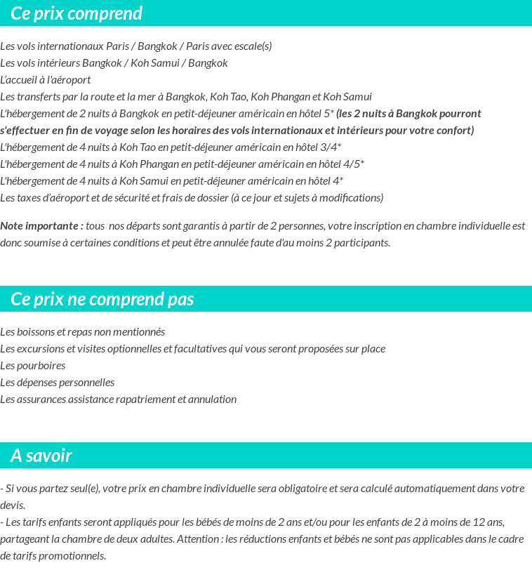 Conditions tarifaires