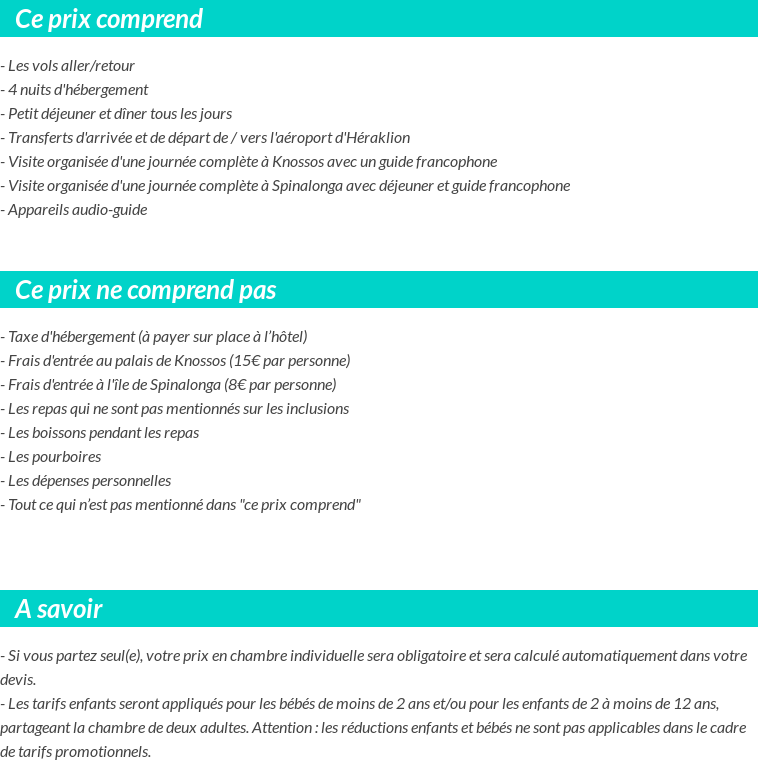 Conditions tarifaires