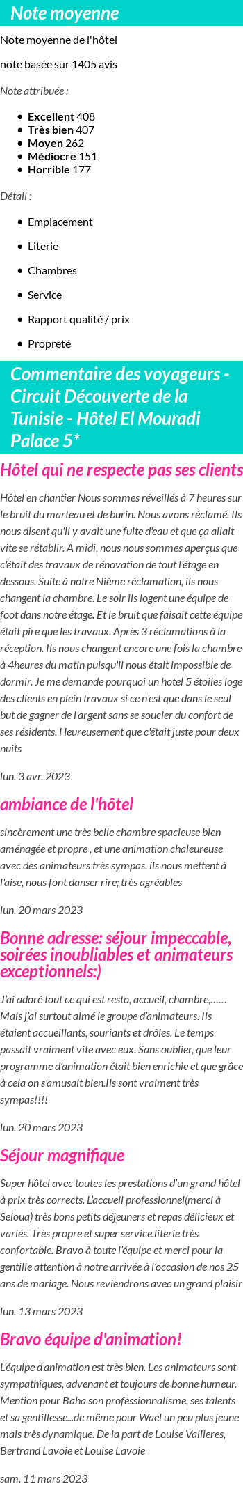 Avis clients