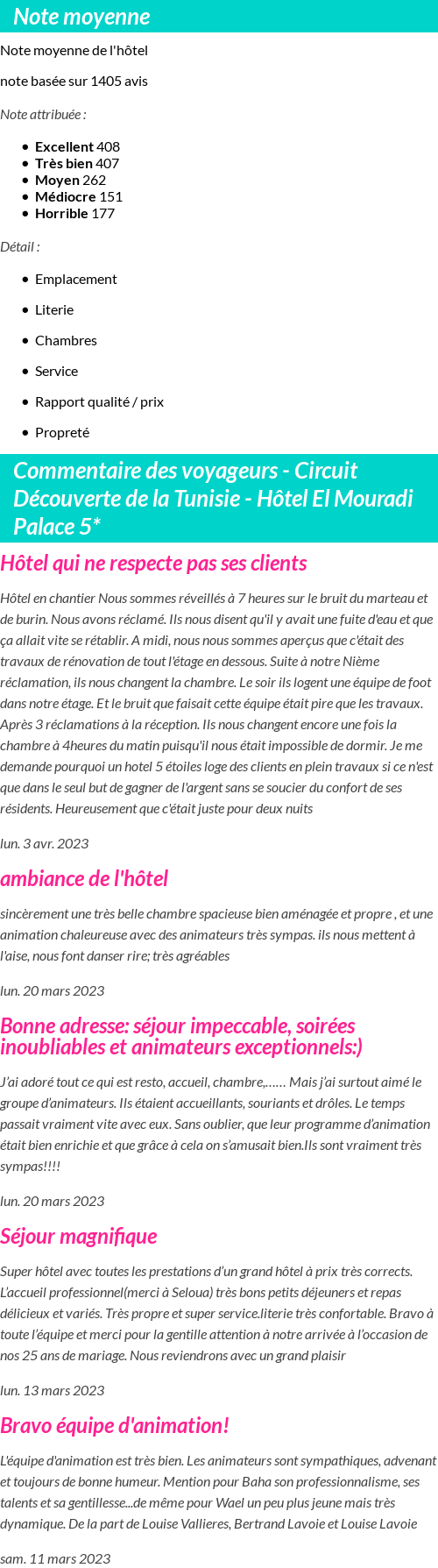 Avis clients