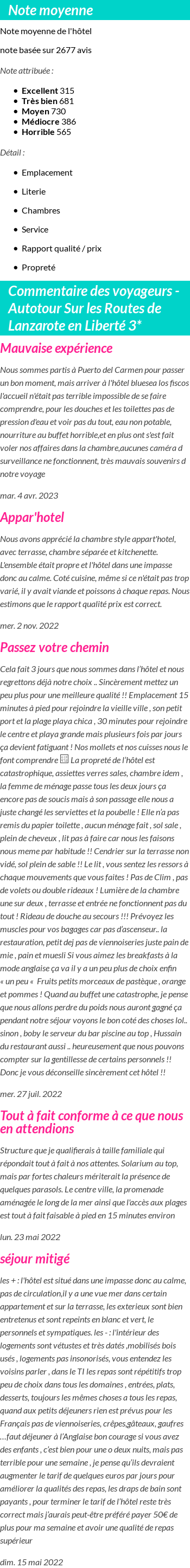Avis clients