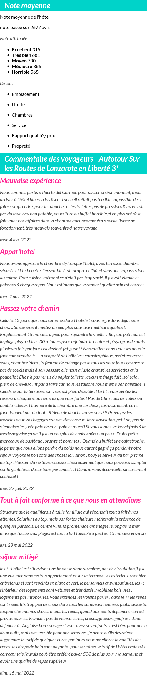 Avis clients