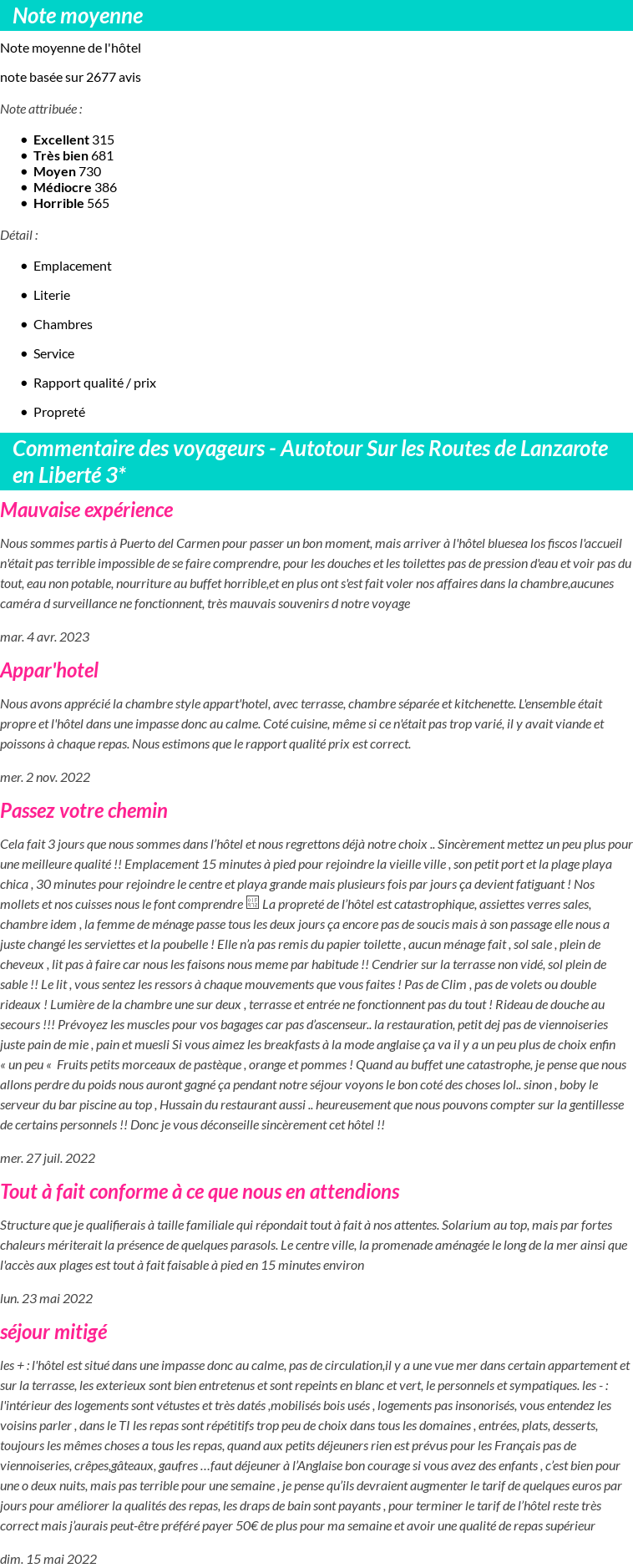 Avis clients