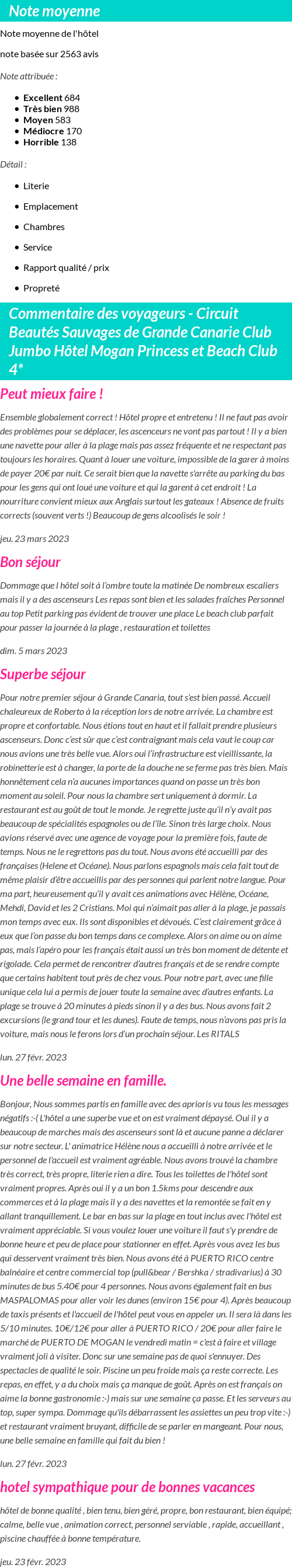 Avis clients