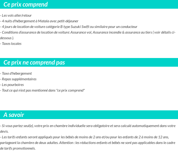 Conditions tarifaires