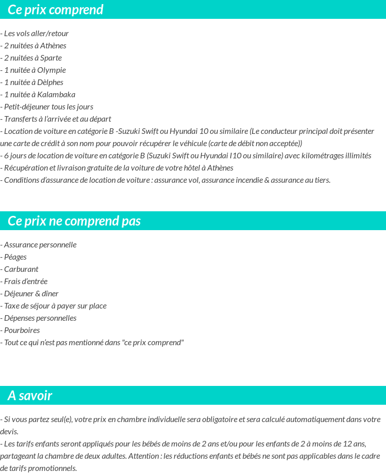 Conditions tarifaires