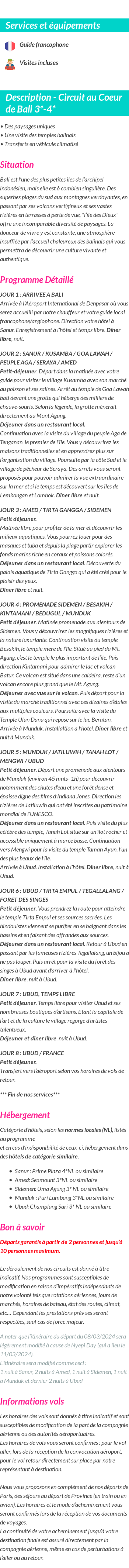 Détails du séjour
