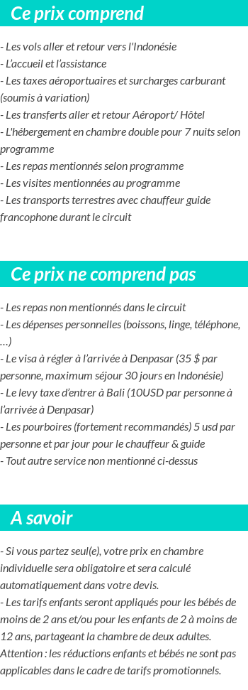 Conditions tarifaires