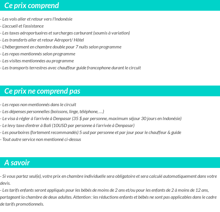 Conditions tarifaires