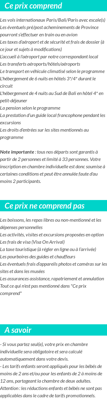 Conditions tarifaires