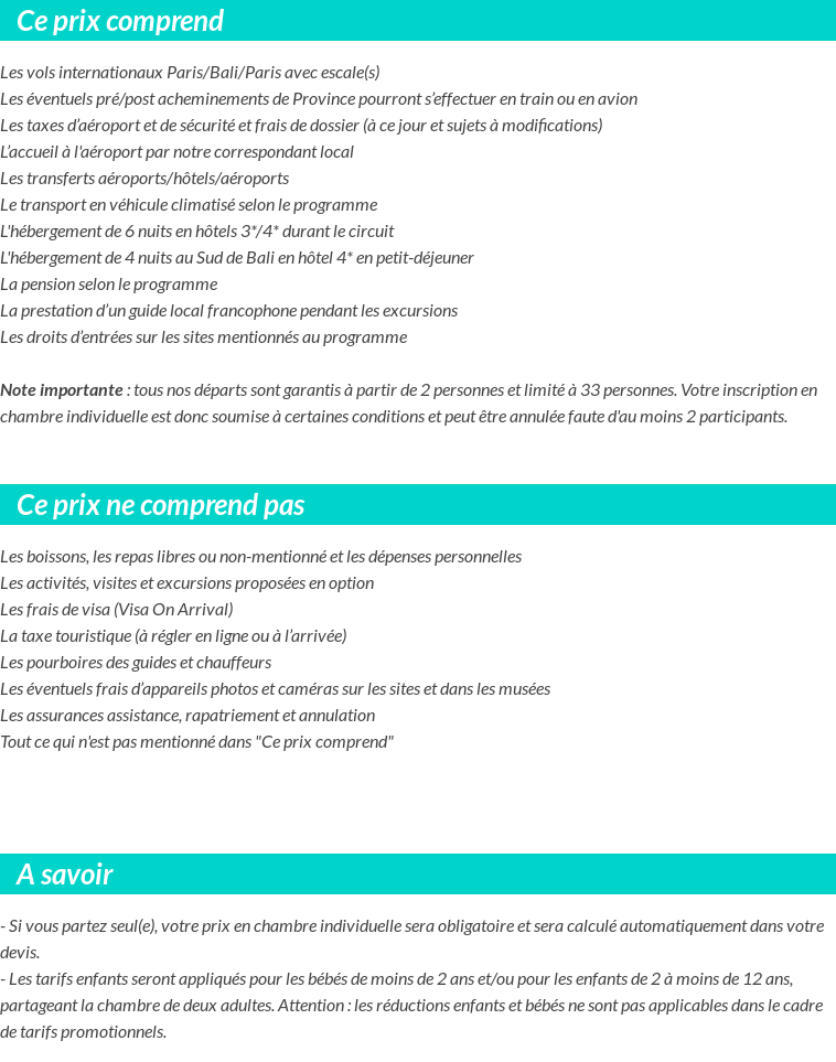 Conditions tarifaires