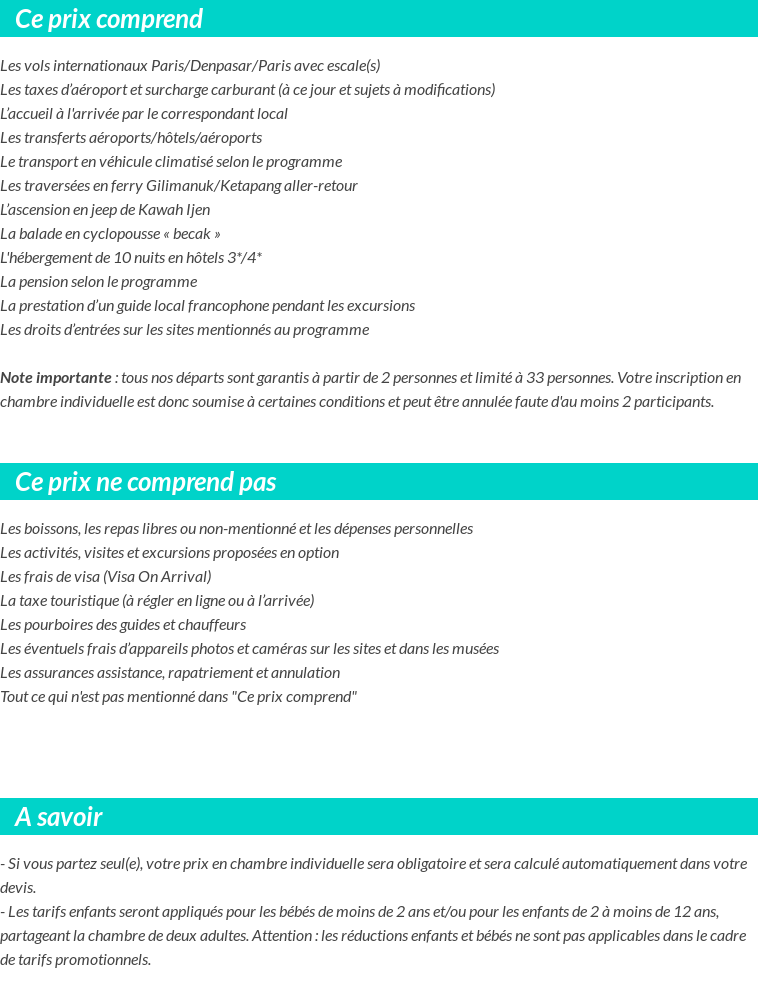 Conditions tarifaires