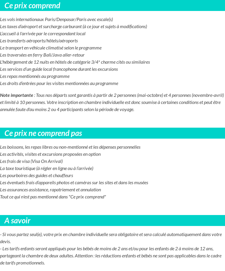 Conditions tarifaires