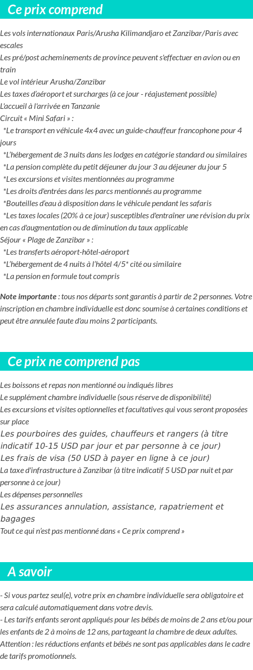 Conditions tarifaires