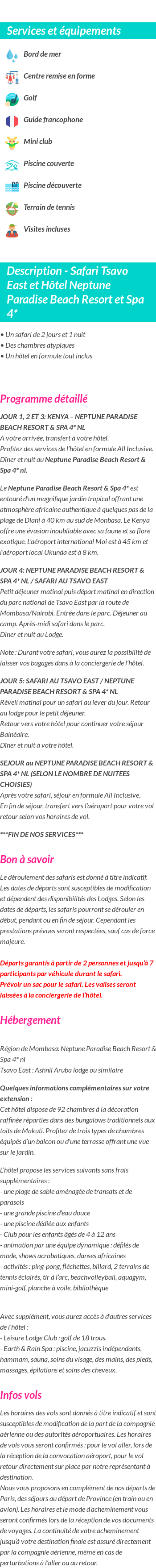 Détails du séjour