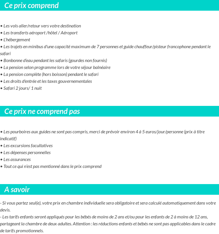 Conditions tarifaires
