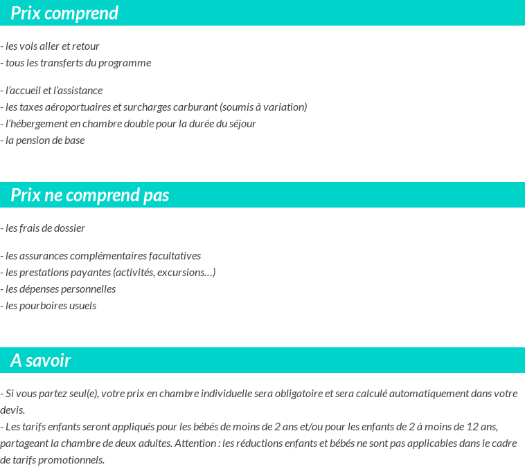 Conditions tarifaires